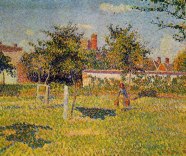 Pissarro-Donna in un campo. Sole di primavera nel prato a Eragny